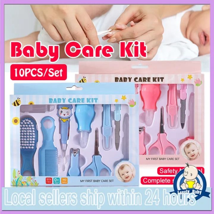 Baby Grooming Healthcare Kit 10pcs/Set Baby Safety Care Set Nail Clipper Brush Comb Scissors File Baby Essentials Nursery Kit for Newborn Girl Boys -