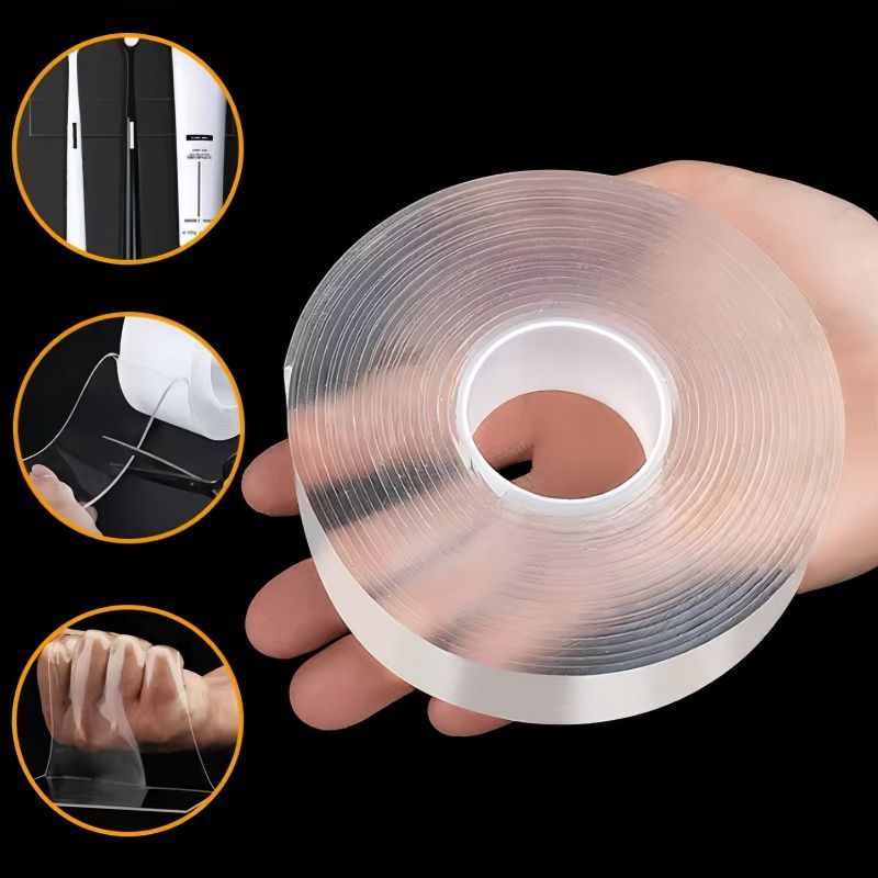 [hot sale] Nano Tape Double-Sided Adhesive Tape Traceless Waterproof Tape For Bathroom Kitchen Sink Tap Gel Sticker Mounting Tape for Hanging Picture, Poster, Carpet, Photo Deco -