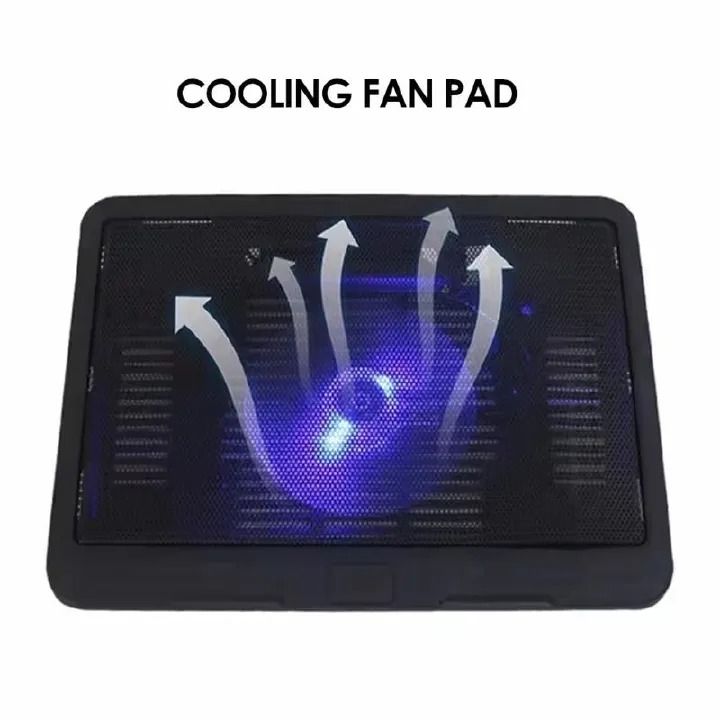 New Laptop Cooler Cooling Pad Universal Strong Winds Ultra Slim Laptop Cooling Pad Blue LED Light, Notebook Computers Cooler with Built-in USB Cable Plug and Play Laptop Accessories