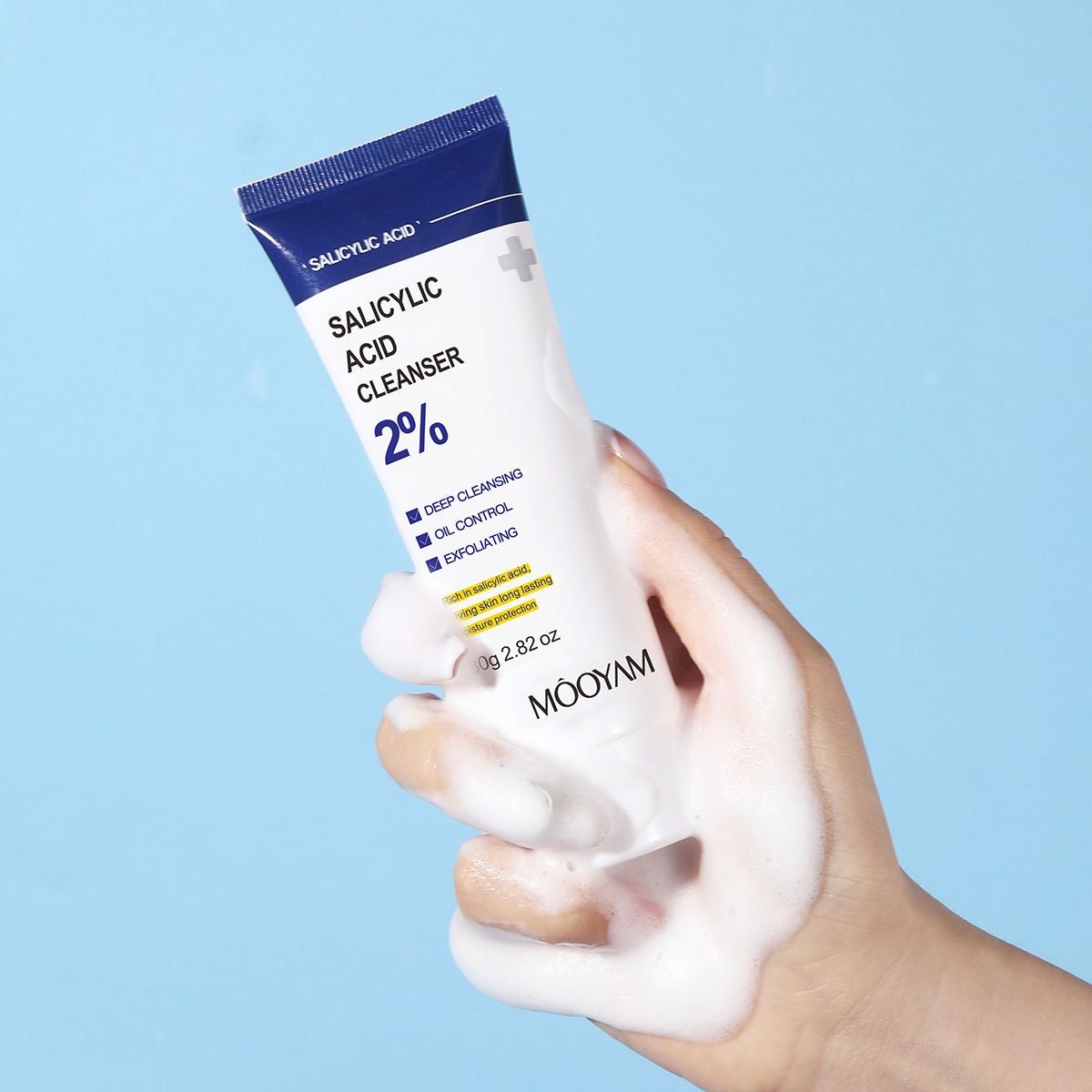2025 Facial Cleanser Deep Cleansing Salicylic Acid Face Wash Acne Control Blackhead Removal skincare Face Wash Foam Face Cleanser Skin Care- MOOYAM -