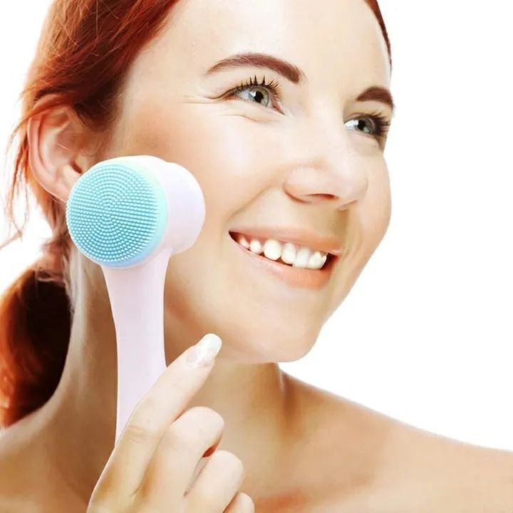 New Face Scrubber Brush Face Cleansing Double-Sided Facial Cleanser Blackhead Removal Product Pore Cleaner Exfoliator Face Scrub Brush Gentle Facial Cleansing, Exfoliation and Scrub-