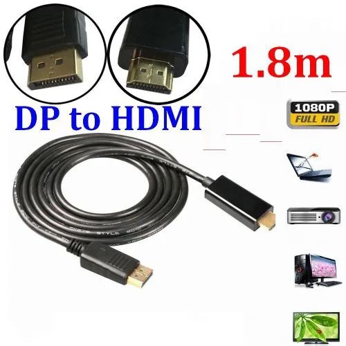 DisplayPort DP To HDMI Cable 1.8M 4K HD Adapter Cable Computer Monitor Cable  Large DP To HDMI Converter For Laptop Computer PC Projector-