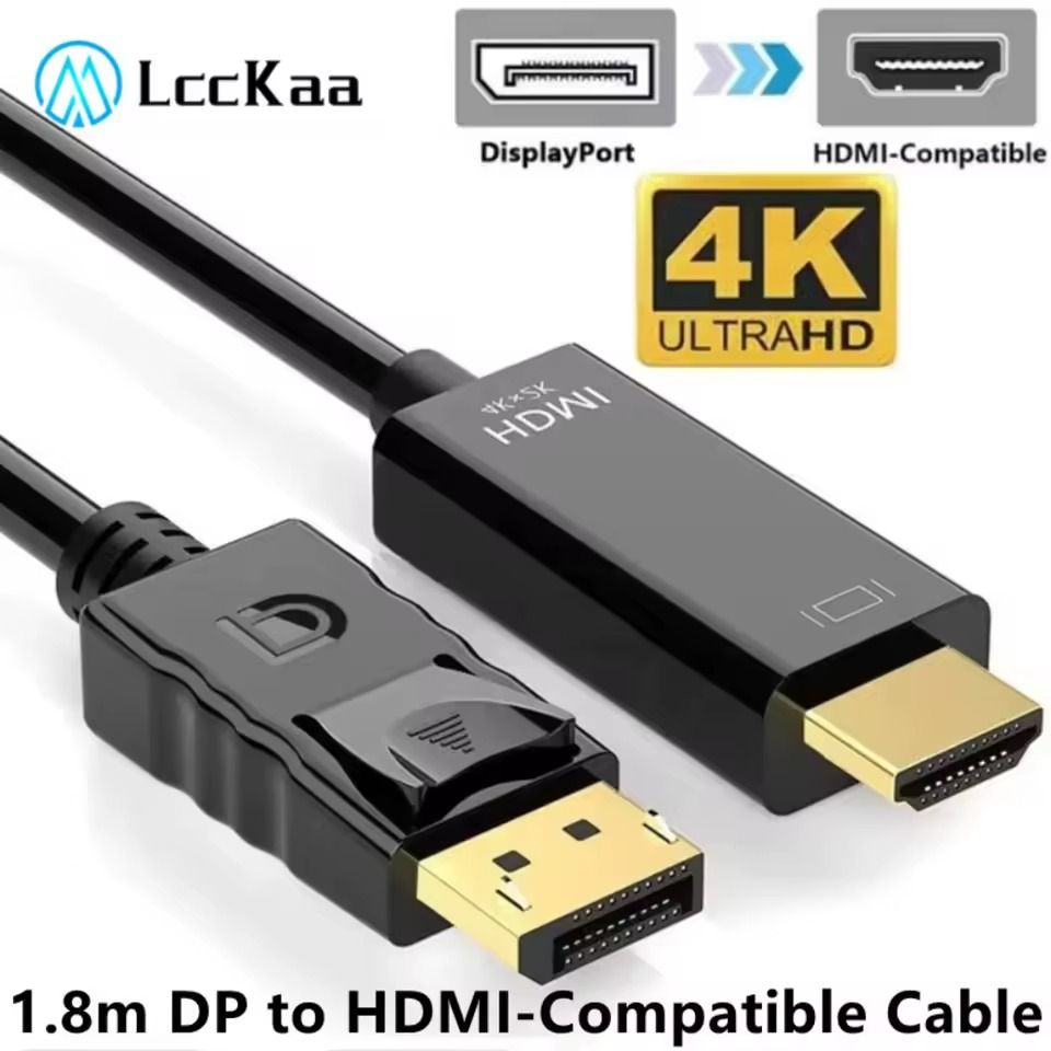 New DisplayPort/DP to HDMI Converter Cable Adapter High Speed 4K Displayport to HDMI Cable Audio Video Cord Dynamic for Laptop Monitor HUBUHD Ultra high definition video Cable-