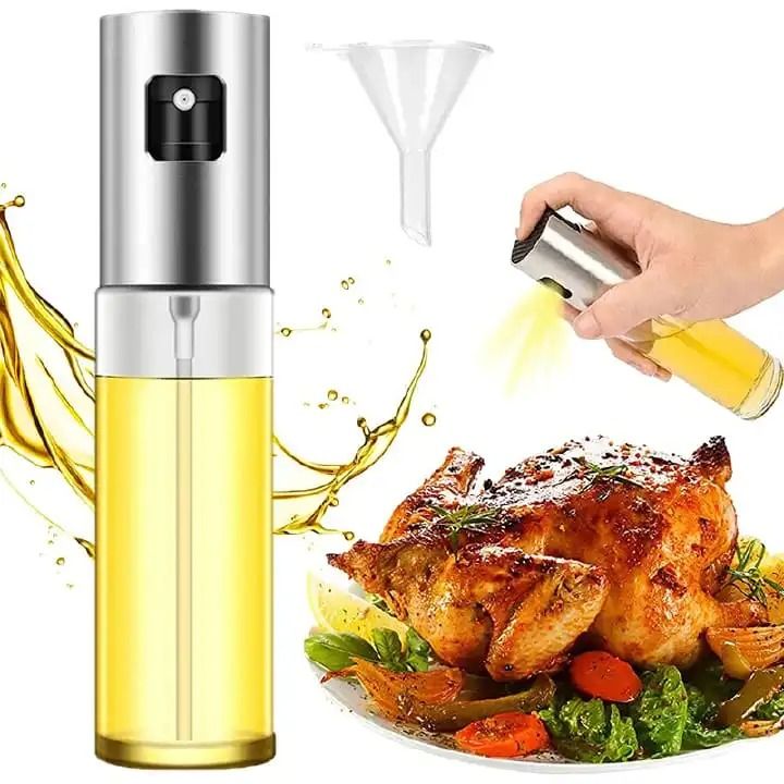 Premium Oil Sprayer for Kitchen and Air Fryer 100ml Spray for Kitchen Leakproof Dispenser Multifunctional Oil Sprayer Transparent Glass Oil Spray for Cooking For Salad Bbq Grilling Baking-