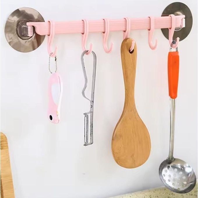 New Arrival Wall Mounted Bathroom Organizer Kitchen Organizer 6 Hooks Key hooks Towel Holder Kitchen accessories Cupboard Storage Rack Utensil Holder Cooking Wares Organizer Tools -