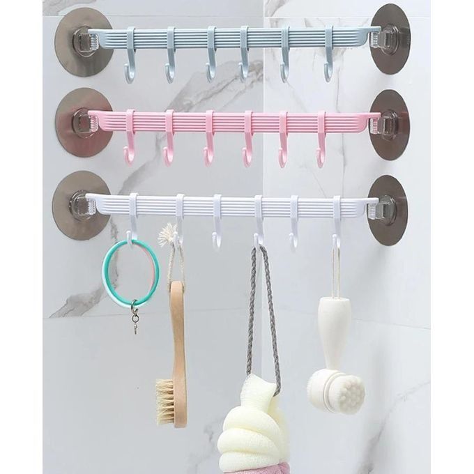 New Arrival Wall Mounted Bathroom Organizer Kitchen Organizer 6 Hooks Key hooks Towel Holder Kitchen accessories Cupboard Storage Rack Utensil Holder Cooking Wares Organizer Tools -