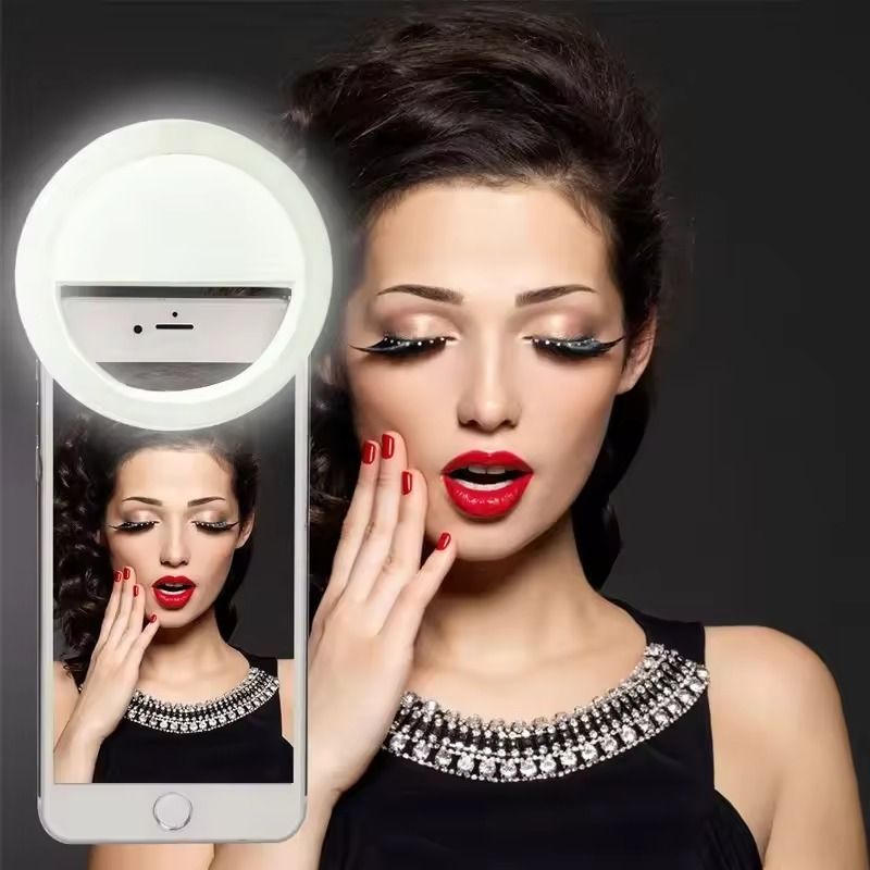 Selfie Ring Light Mini Rechargeable Super Bright Mobile Phone Fill Light Live Clip-On Bulb Portable Led Selfie Ring Light For Vlog Makeup Video Recording Adjustable Phone Camera Light-