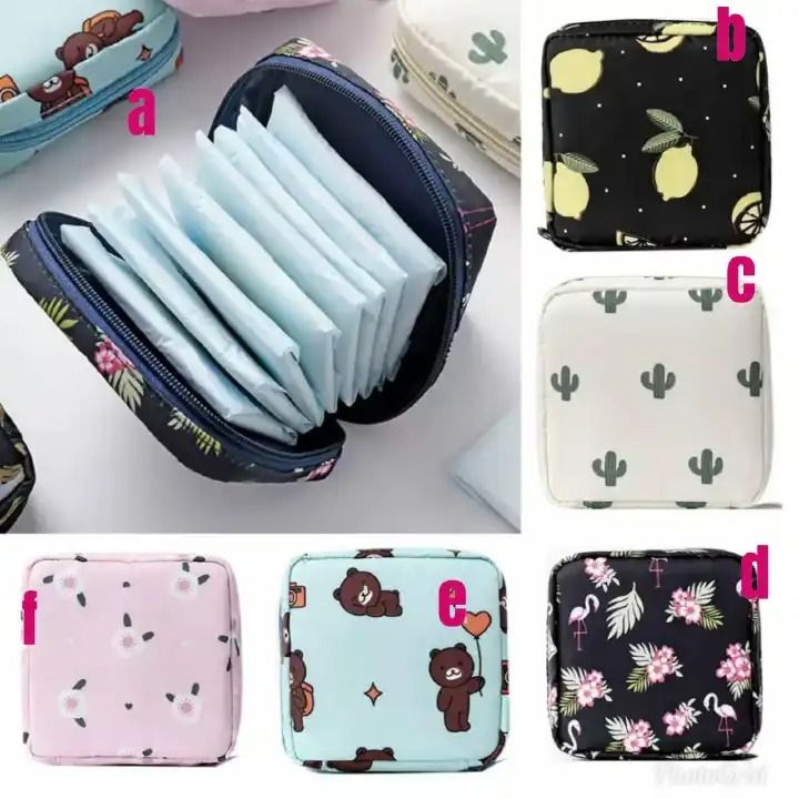 Women Tampon Storage Bag Case Sanitary Pad Pouch Napkin Waterproof Cosmetic Bags Organizer Ladies Makeup Bag Girls Tampon Holder Organizer -