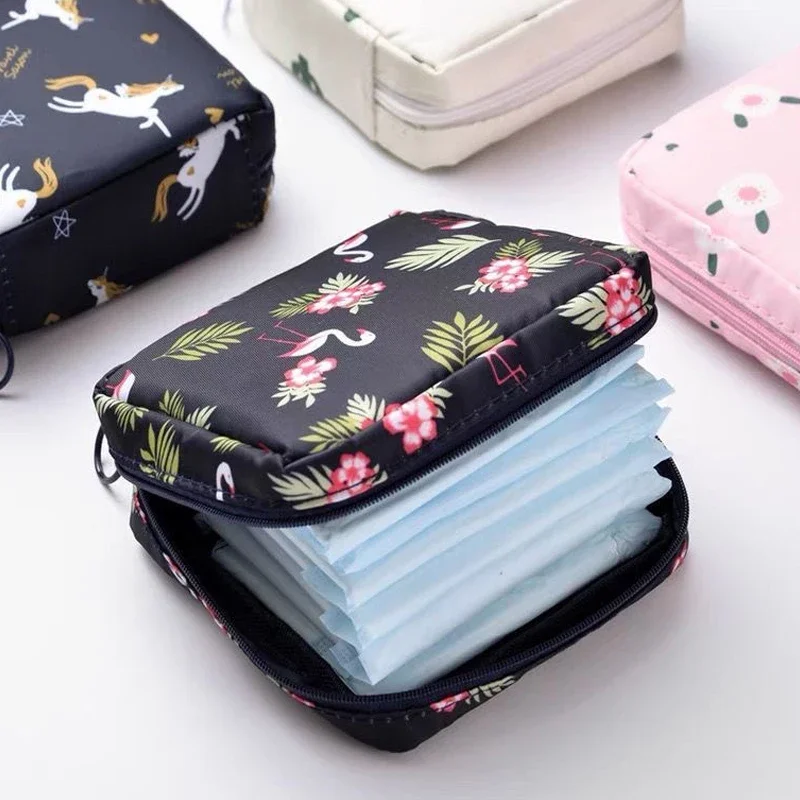Women Tampon Storage Bag Case Sanitary Pad Pouch Napkin Waterproof Cosmetic Bags Organizer Ladies Makeup Bag Girls Tampon Holder Organizer -