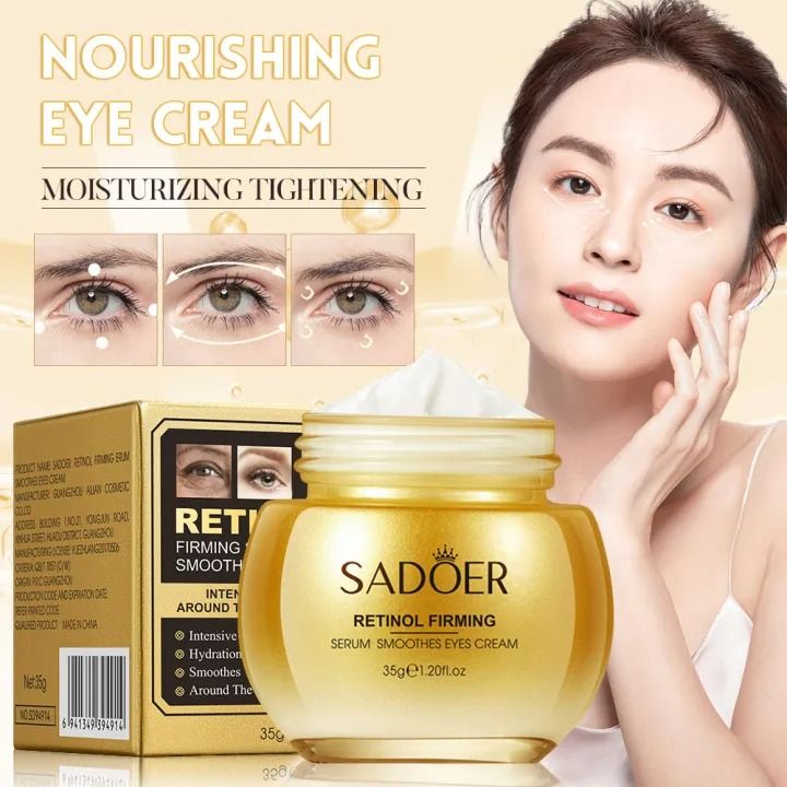 Retinol Eliminate Eye Bags Dark Circles Eye Cream Remove Wrinkles Eye Skin Care Anti Aging Firming Lifting Cream Lightening Dark Circles Whitening Moisturizing Brightening-SADOER-