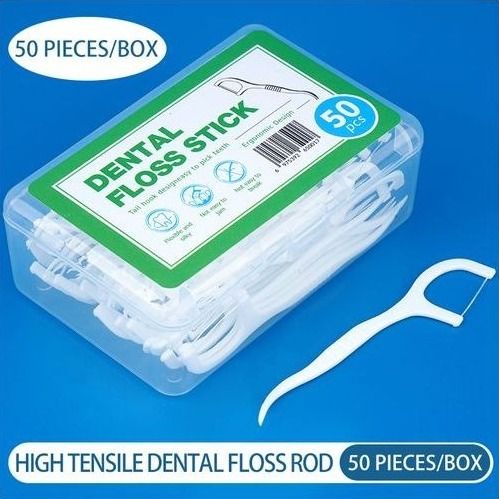 50pcs Dental Floss Flosser Picks Toothpicks Teeth Stick Interdental Brush Tooth Cleaning Dental Floss Pick Oral Care 50 Floss Pouches-