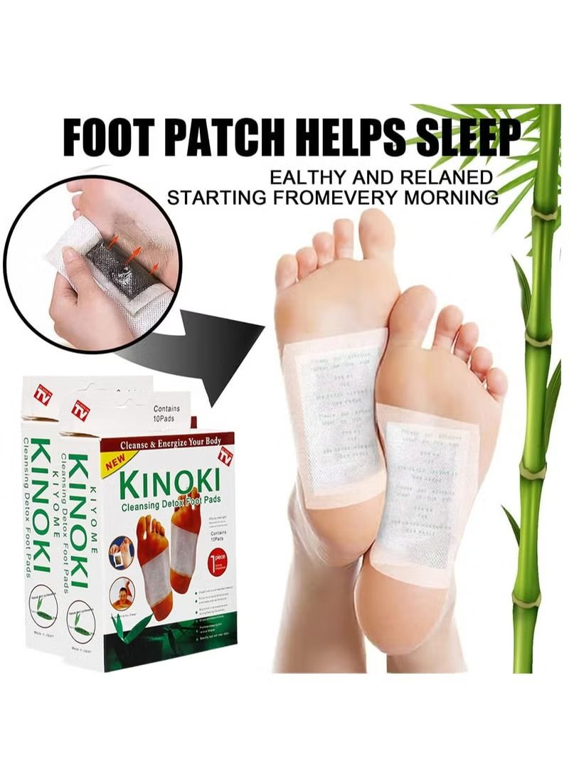 Natural Detox Foot Patches Detoxification Body Toxins Cleansing Slimming Stress Relief Feet Pads Beauty Health  Bamboo Pads Patches With Adhersive Foot Care Tool Improve Sleep - KINOKI -