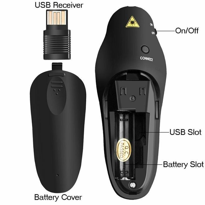 Laser Pointer For Presentation Powerpoint Slides Presentation 2.4GHz Wireless Laser Pointer Presenter Remote With AAA Battery