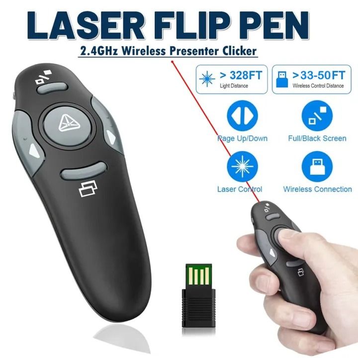 Laser Pointer For Presentation Powerpoint Slides Presentation 2.4GHz Wireless Laser Pointer Presenter Remote With AAA Battery