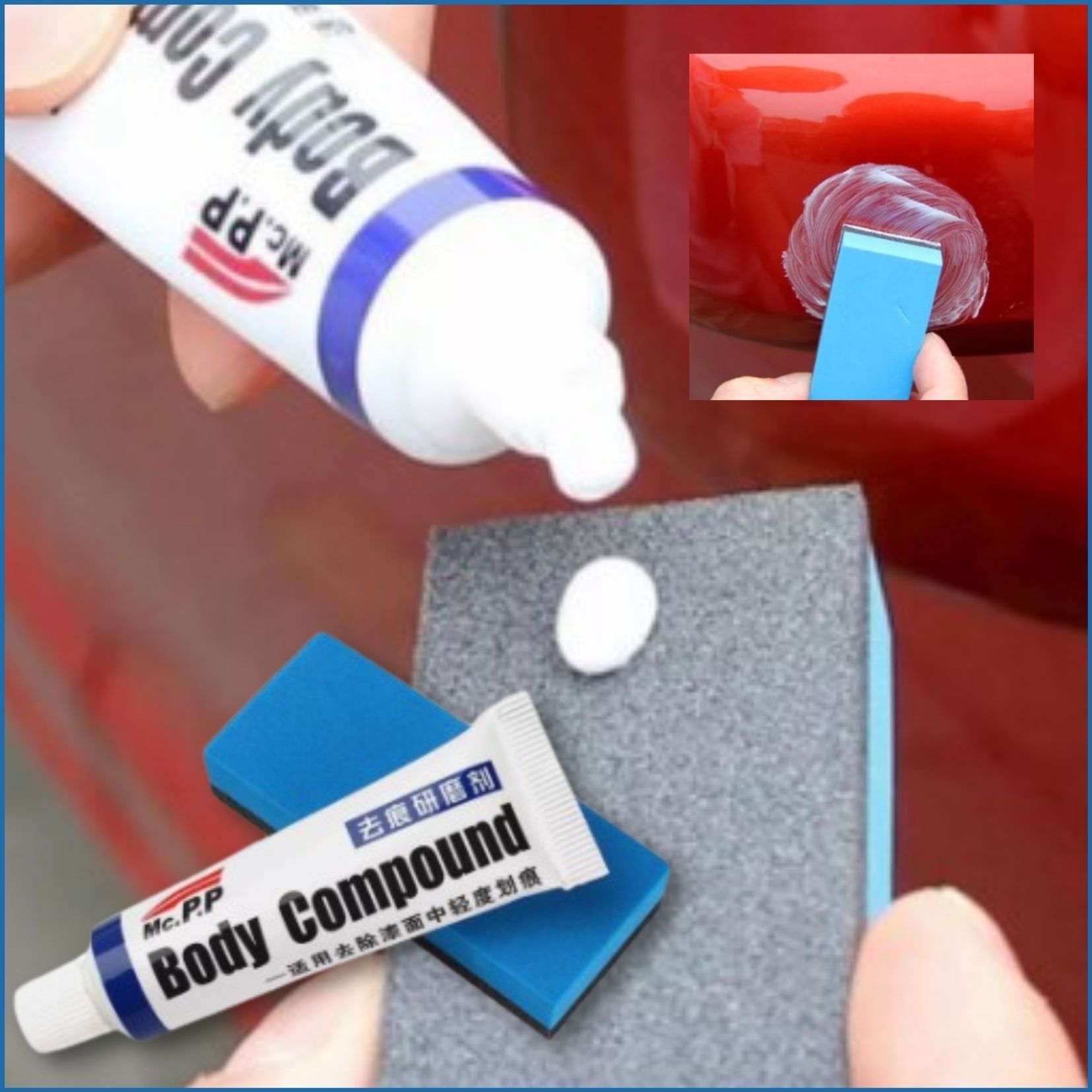 Car Scratches Remover Car Body Paint Care Auto Remove Scratch Repair Broken Paint Smooth Anti Scratch Wax Auto Body Grinding Co olishing ＆ Rubbing Compound Paint Restorer with Applicator Pad -