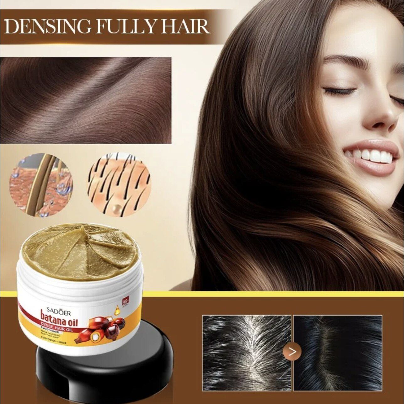 New Batana Oil Hair Strengthening Hair Growth Pure Natural Organic Batana Oil Paste Scalp Moisturizing African Fast Hair Growth Smooth Hair Care Oil Regrowth Treatment -SADOER -