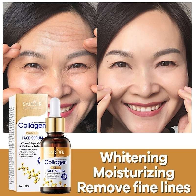 Anti-Aging Collagen Serum Face Brightening Essence, Anti Wrinkles,Moisturizing, Fade Dark Marks and Collagen Replenish ark Spot Correcting Pore Minimizing Hydrating Lightweight Fast Absorbing -SADOER
