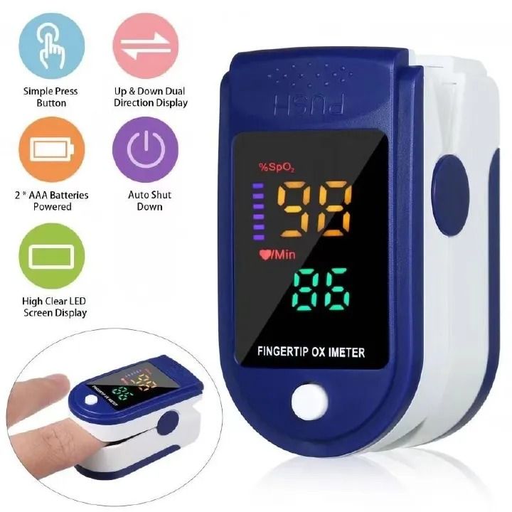 New Fingertip Pulse Oximeter Blood Oxygen Saturation SPO2 Heart Rate Monitor Tonometer Household Digital Pulse Monitor Adults Child Oximeter Heart Rate Measure Medical Supplies Equipment Home Tests -