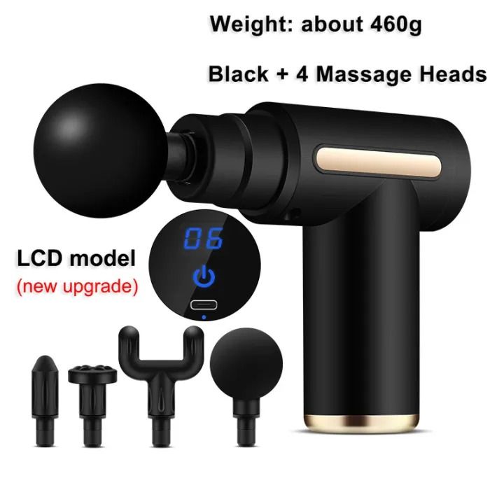 Mini Massage Gun, Powerful Fascial Gun Portable Deep Tissue Percussion Muscle Back Head Massager for Pain Relief with 4 Massage Heads High-Intensity Vibration Rechargeable Small Massage Gun Relaxation