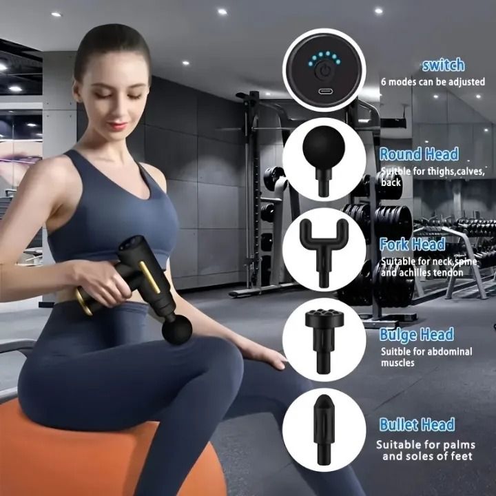Mini Massage Gun, Powerful Fascial Gun Portable Deep Tissue Percussion Muscle Back Head Massager for Pain Relief with 4 Massage Heads High-Intensity Vibration Rechargeable Small Massage Gun Relaxation