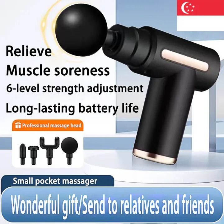 Mini Massage Gun, Powerful Fascial Gun Portable Deep Tissue Percussion Muscle Back Head Massager for Pain Relief with 4 Massage Heads High-Intensity Vibration Rechargeable Small Massage Gun Relaxation