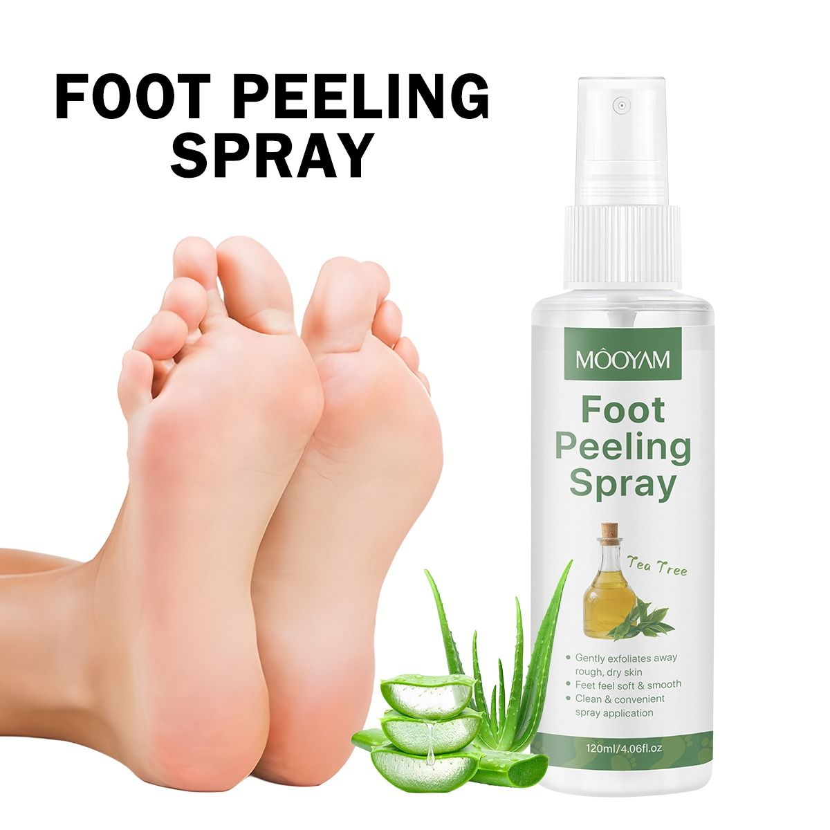 Foot Peeling Exfoliating Callus Remover Spray, Cracked Heel Repair, Rough Dry Skin Exfoliating & Moisturizing Foot Care Foot Peeling Spray, Tea Tree Foot Exfoliator Spray Pedicure Socks - MOOYAM -