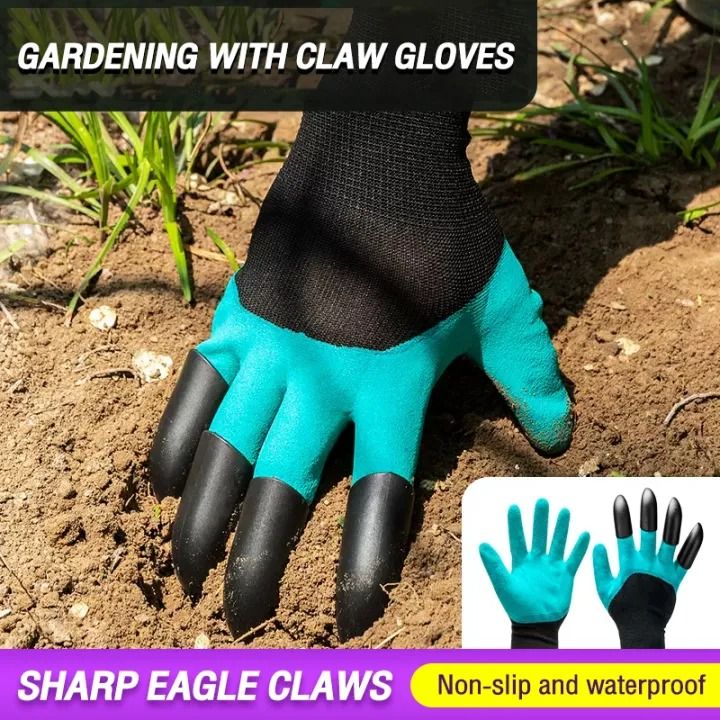 Garden Gloves With Claws - Dig, Plant, Weed & Seed Effortlessly - Protect Your Fingers & Nails Paw Garden Anti-Thorn Gloves Waterproof Latex Digging Gloves for Weeding Flower Planting Safety Gloves -