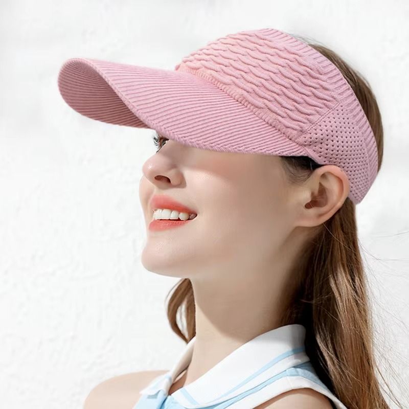 Women's sun hats Breathable sun hat outdoor ladies versatile top less baseball visor empty top hat cap Sun Visor Hat Summer Ladies Cycling Sunshade Outdoor Sports Cap Summer Solid Color Large Brim -