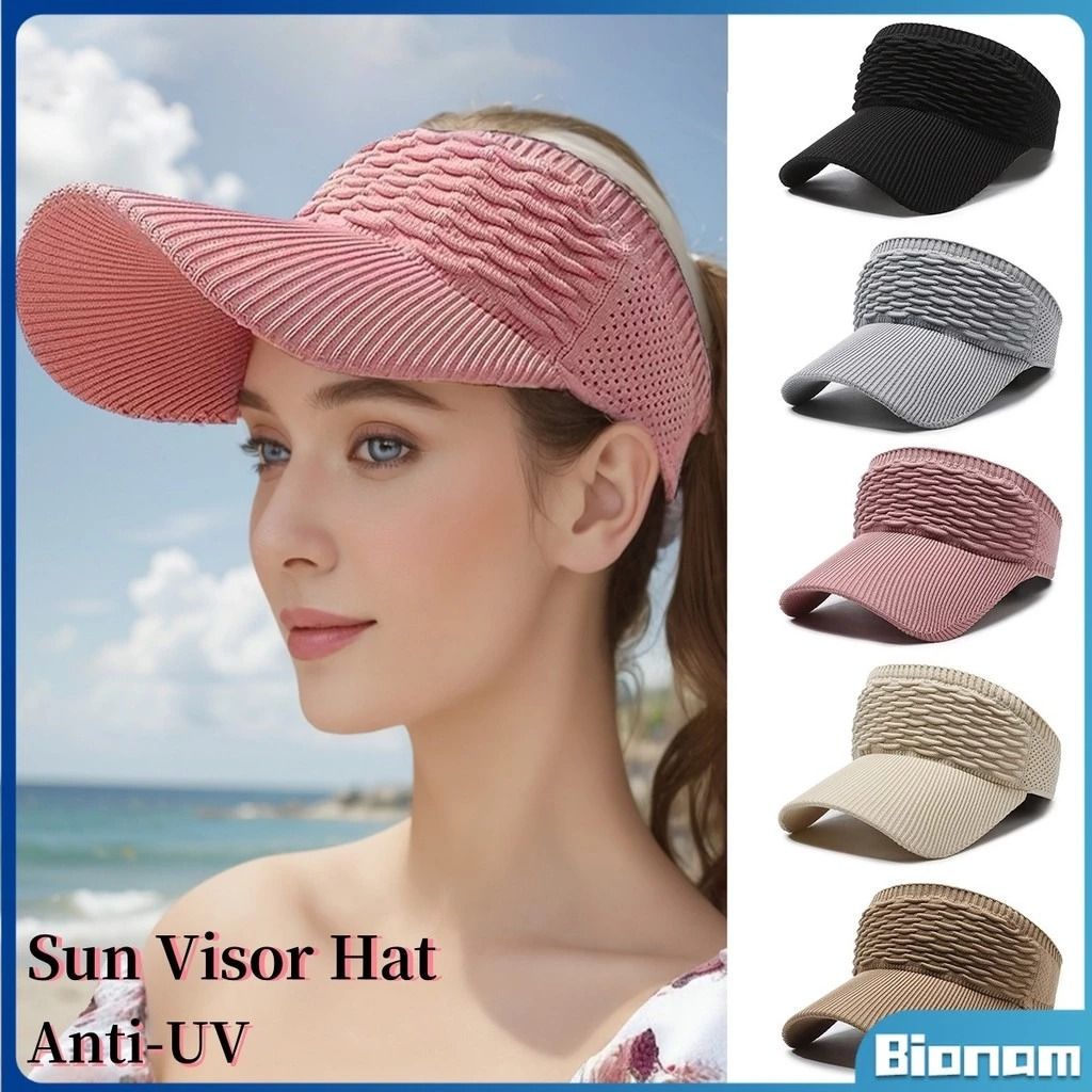 Women's sun hats Breathable sun hat outdoor ladies versatile top less baseball visor empty top hat cap Sun Visor Hat Summer Ladies Cycling Sunshade Outdoor Sports Cap Summer Solid Color Large Brim -