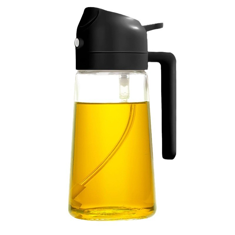Oil Dispenser Oil Sprayer 2 in 1 Dispenser & Sprayer Leakproof Glass Bottle Oil Dispenser For Cooking, BBQ, Air Fryer, Salad Cooking Oil Dispenser OIl Jar Kitchen Gadgets and Air Fryer Accessories -