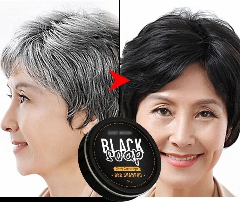 Hair Darkening Soap Gray Hair Reverse Repair Gray White Hair Color Cover To Black Anti Dandruff Oil Control Hair Cleansing Shine Natural Darkening Shampoo Soap - HOMTOPY -