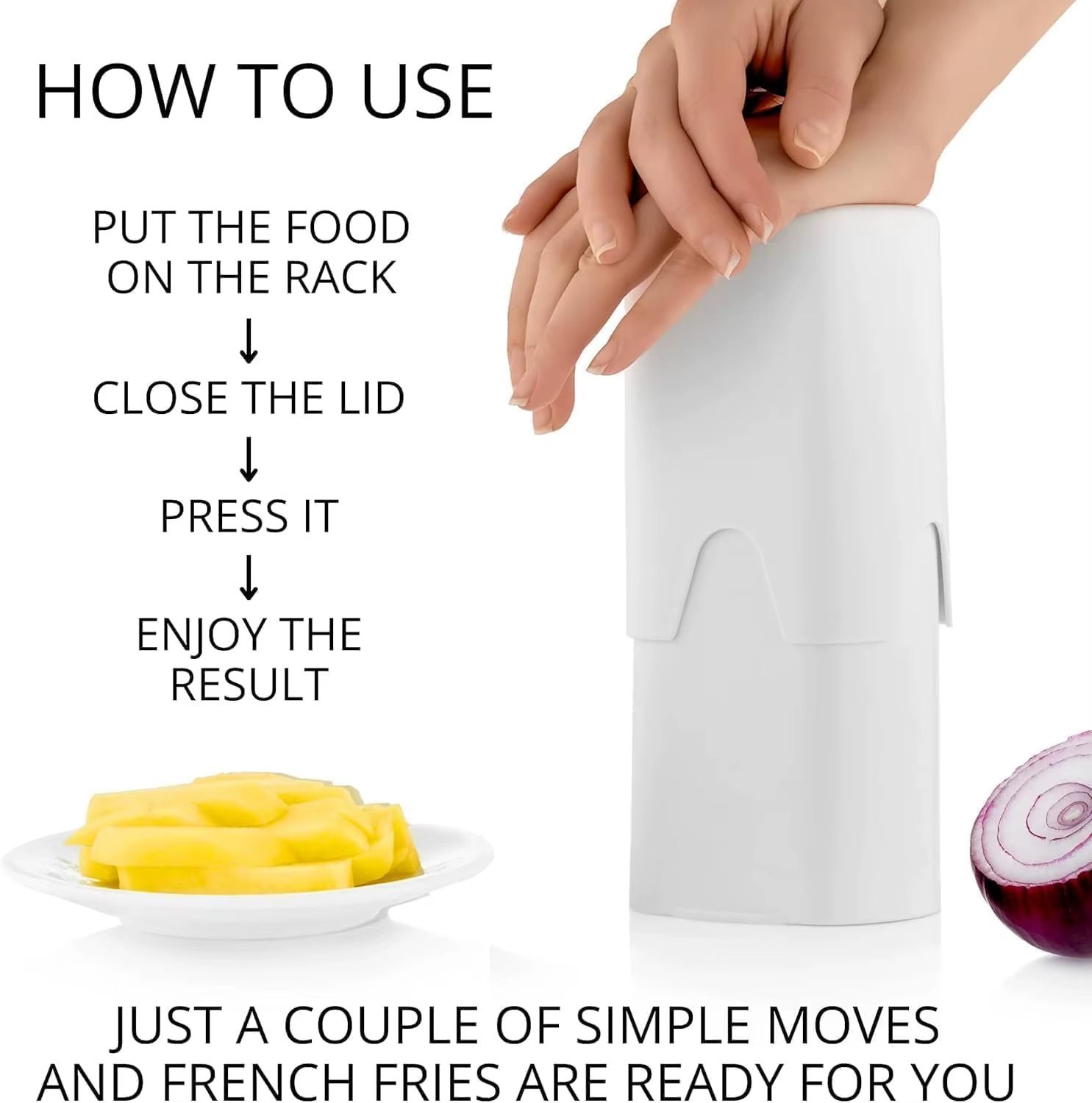 Chips Cutter Potato Chopper Dicer Potato Shredder French Fries Natural Fast Slicer Vegetable Dicer Chopper Vegetable Slicer Kitchen Gadgets Durable Potato Slicer for Chips, Vegetable Carrot Shred Tool