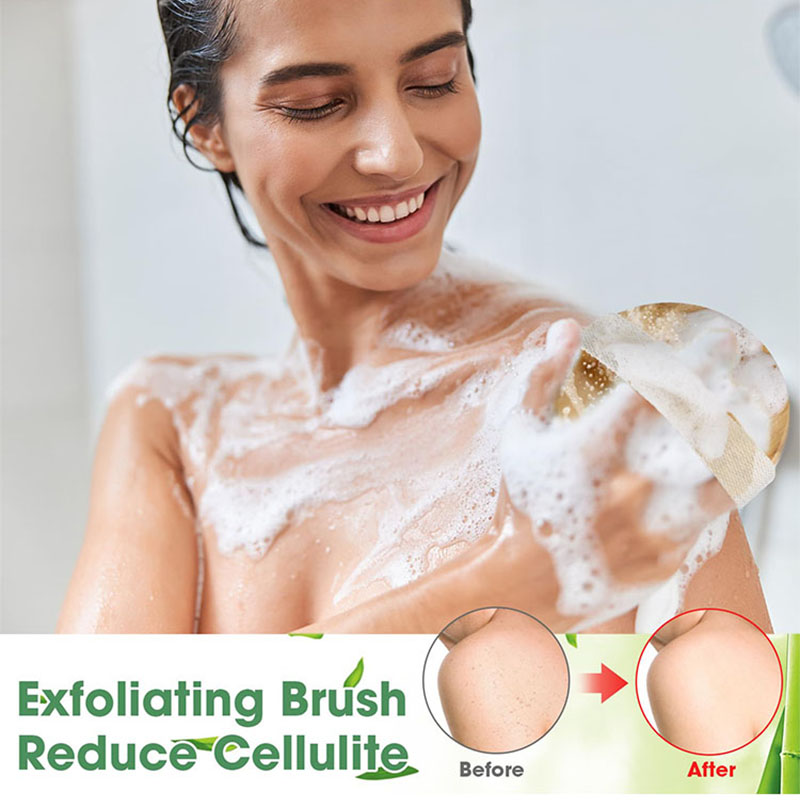 Bathing Brush Dry Skin Body Soft Natural Bristle SPA Brush With Handle Wooden Bath Shower Brush Exfoliating Body Brush Deep Cleansing Exfoliation Skincare Tools for Home Use -