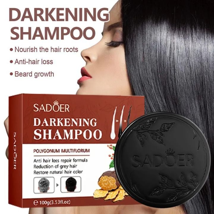 Hair Darkening Soap Gray Hair Reverse Polygonum Multiflorum Repair Natural Black Hair Soap Anti Hair Loss Hair Blackening Hair Growth Soap Black Shampoo Bar for Hair and Beard Darkenig- SADOER -