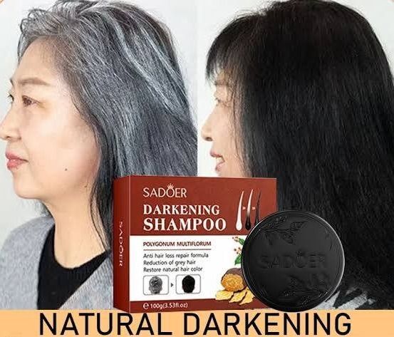 Natural Darkening Hair Soap, Polygonum multiflorum white hair to black shampoo soap,Restore natural hair color Gray Hair Reverse Bar Soap, Black Soap for Gray Hair & Beard Darkening- SADOER -