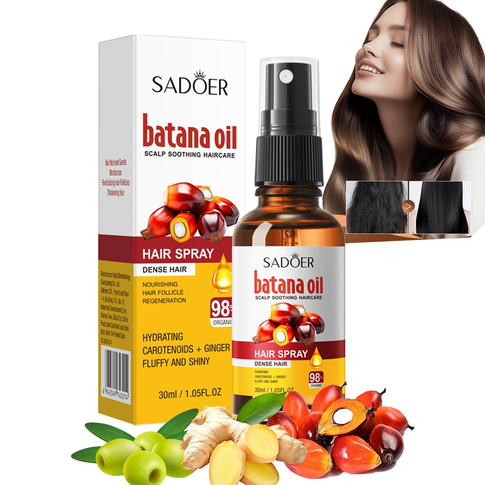 Batana Nourishing Hair Oil Hair Strengthen Repair Split Ends Damage Increase Hair Thickness Smoothness Dense Hair Essential Oil Batana Oil , Essential Oil that Activates Hair Follicle, Hair Growth-