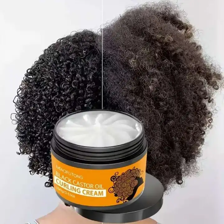 Hair Curling Cream Black Castor Oil Cream- Enhanced Curls with Long-Lasting Hold Moisturizing Elastic Styling, Enhancer & Frizz Control For Curly Hair, Curling Cream for Wavy Hair, Afro Hairstyles-