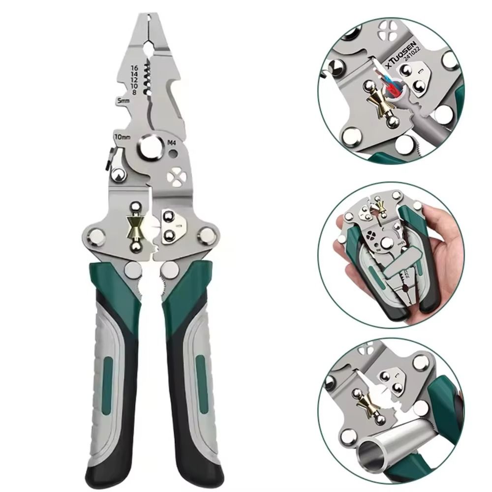 Wire Stripper, Cable Cutting, Crimping Pliers, Multifunctional Foldable Wire Strippers: Special Wire Strippers for Electricians, Can Strip Wires, Cut Wires, Twist Water Pipes, Crimp Terminals, Etc -