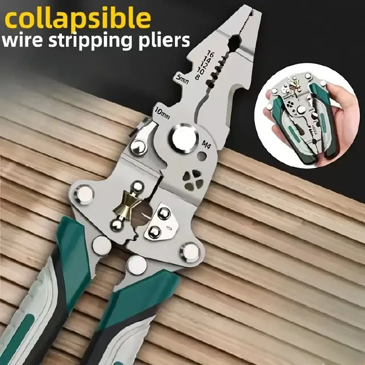 Wire Stripper, Cable Cutting, Crimping Pliers, Multifunctional Foldable Wire Strippers: Special Wire Strippers for Electricians, Can Strip Wires, Cut Wires, Twist Water Pipes, Crimp Terminals, Etc -