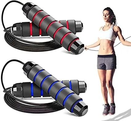 1PCS Jumping Rope Skipping Rope with Foam Handles for Women Men Kids Skipping Exercise Adjustable Jumping Fitness Workout Training Home Sport Equipment Tangle-Free Home Workouts and Slim Body -