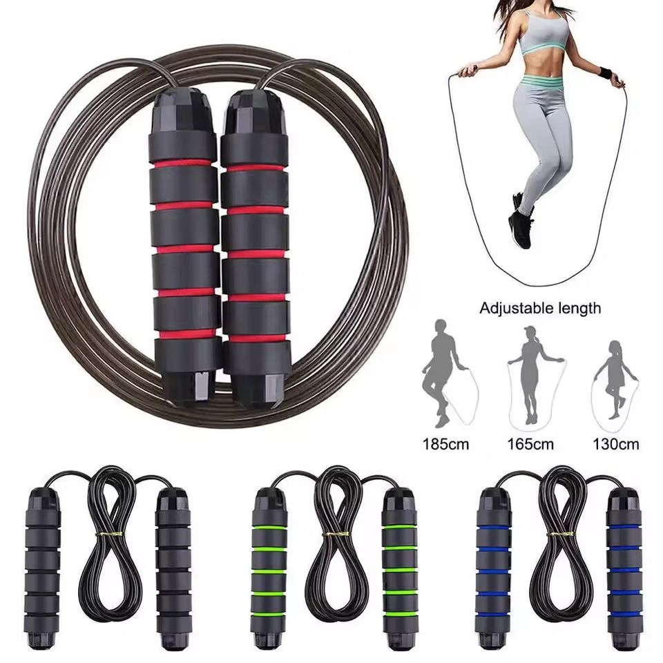 1PCS Jumping Rope Skipping Rope with Foam Handles for Women Men Kids Skipping Exercise Adjustable Jumping Fitness Workout Training Home Sport Equipment Tangle-Free Home Workouts and Slim Body -