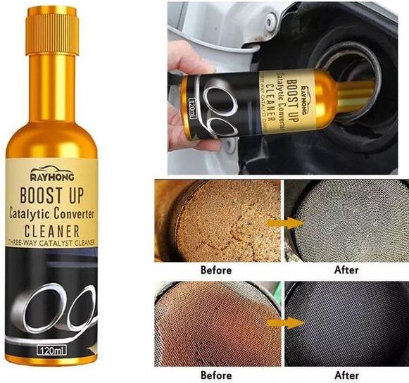 Catalytic Converter Cleaner, Boost Up Catalytic Converter Cleaner, Pipe Carbon Removal Cleaner Treatment Additive Oil, Fuel System Treatment Oil Additive for Gas Petrol Diesel Car Lowers Emissions -