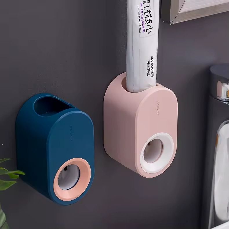Automatic Toothpaste Dispenser Wall Mount Dust-proof Wall Mount Bathroom Accessories Set Squeezer Toothpaste Squeezing Punch-Free Automatic Toothpaste Squeezer for Kids and Adults -