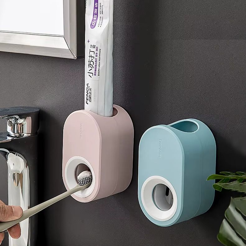 Automatic Toothpaste Dispenser Wall Mount Dust-proof Wall Mount Bathroom Accessories Set Squeezer Toothpaste Squeezing Punch-Free Automatic Toothpaste Squeezer for Kids and Adults -