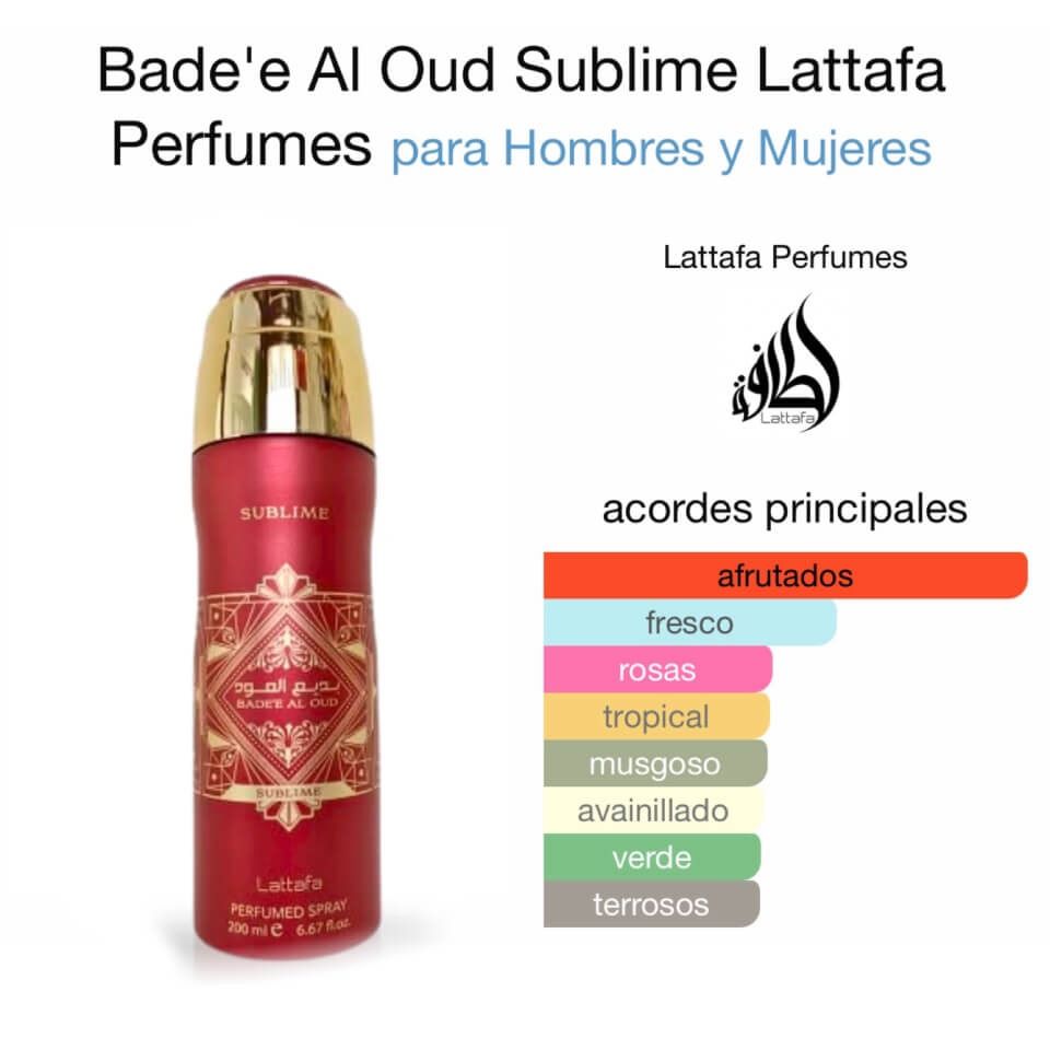 Lattafa Bade'E Al Oud Sublime 200ml Perfumed Deo Spray for Unisex Fragrance Appeals to both Women and Men Badee Al Oud Sublime by Lattafa