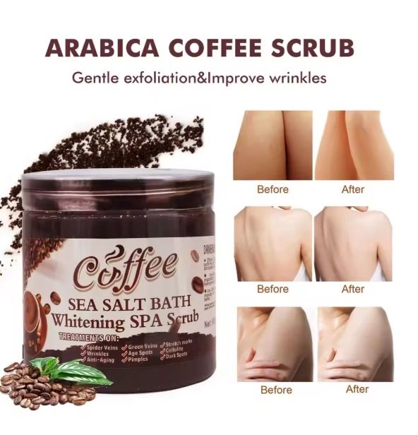 Coffee Body Scrub Exfoliating Skin Pore Cleansing Soften Sea Bath Salt Cream Moisturizing Anti Cellulite