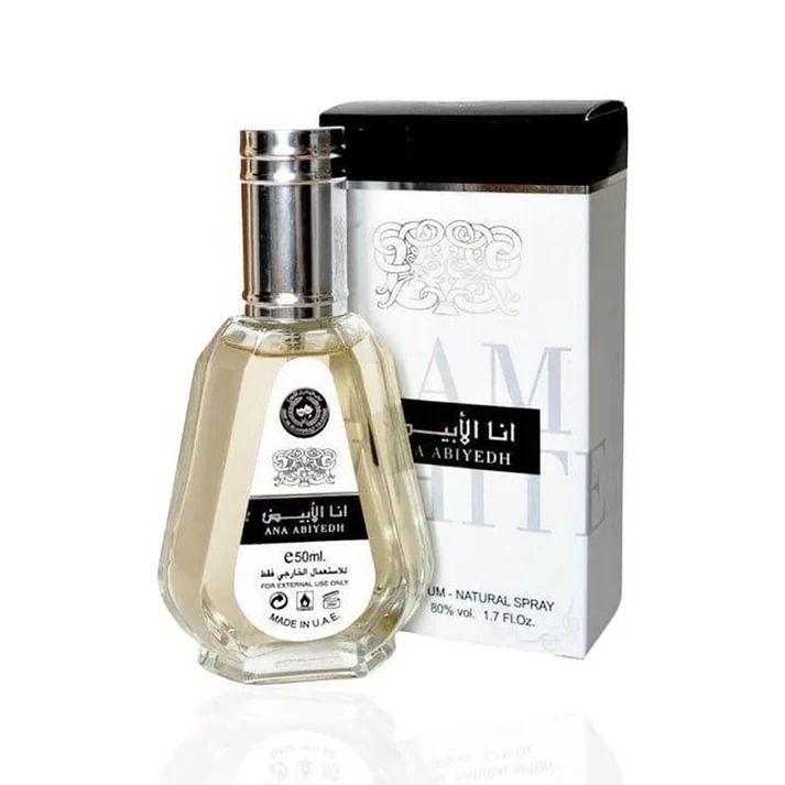 Ana Abiyedh (I Am White) Eau de Parfum 50ml by Aris – Elegant Unisex Fragrance with Soft White Musk, Amber & Floral Notes