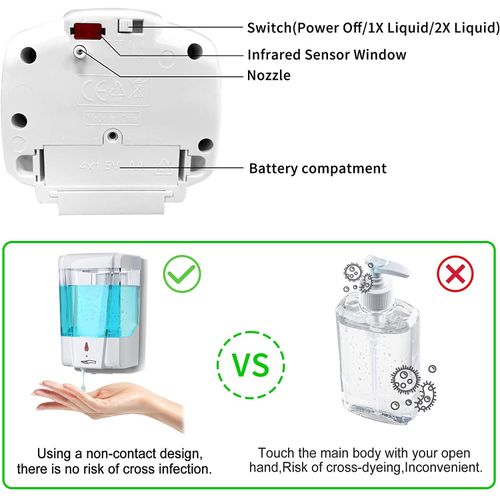 700ml Capacity Automatic Soap Dispenser Touchless Sensor Hand Sanitizer Detergent Dispenser Wall Mounted For Bathroom Kitchen