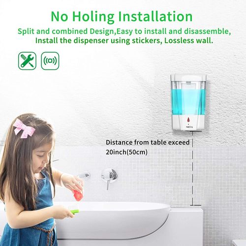 700ml Capacity Automatic Soap Dispenser Touchless Sensor Hand Sanitizer Detergent Dispenser Wall Mounted For Bathroom Kitchen