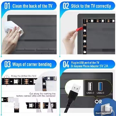 3M USB TV LED Strip light Neon snake light